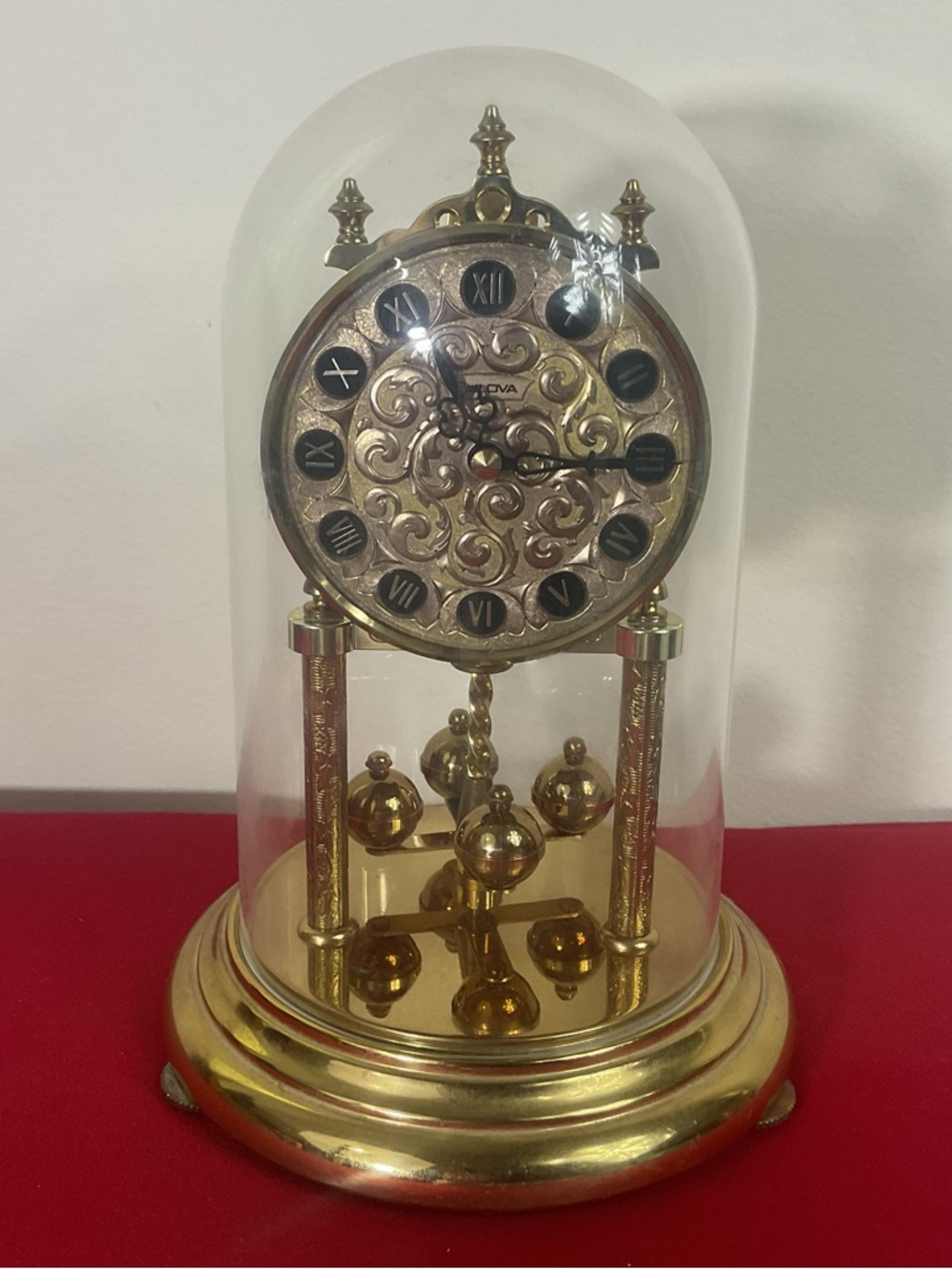1976 Bulova Anniversary-Style Torsion Clock Plastic Dome – For Parts or Decor